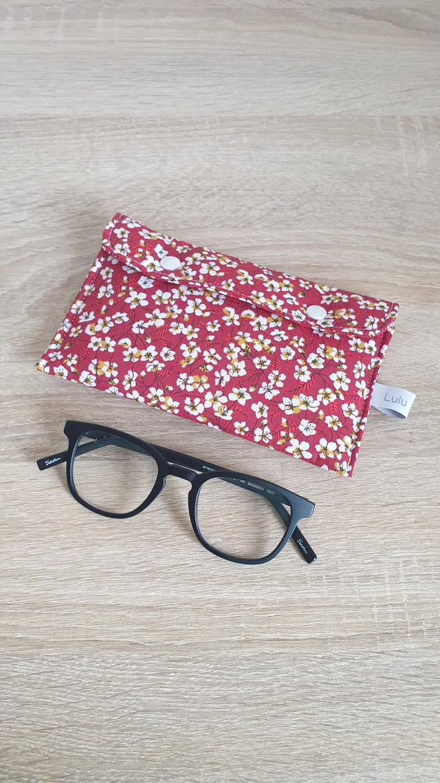 Étuis à lunettes ou téléphone FLEURI ROUGE 