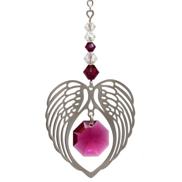 07 July - Angel Wings Heart Crystal Suncatcher