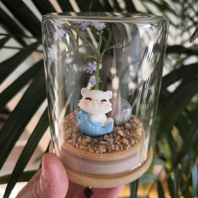 Ami protecteur - Chat avec son poisson (labradorite)