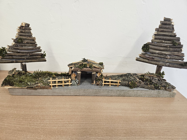 Light Up Log Cabin Scene (Without Snow)