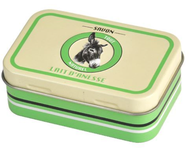 Boite à savon métal décor lait ânesse