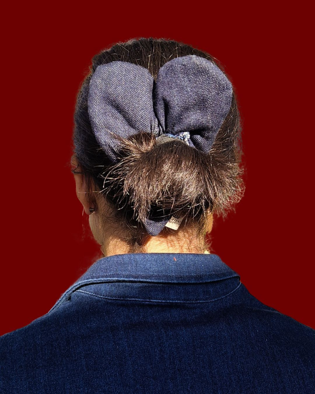 Scrunchie cœur XXL blue jean - 99% upcyclé, 100% audacieux