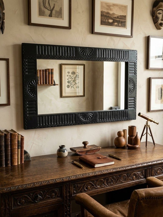 Luna – Specchio con Cornice in Arte Sarda laccato (1)
