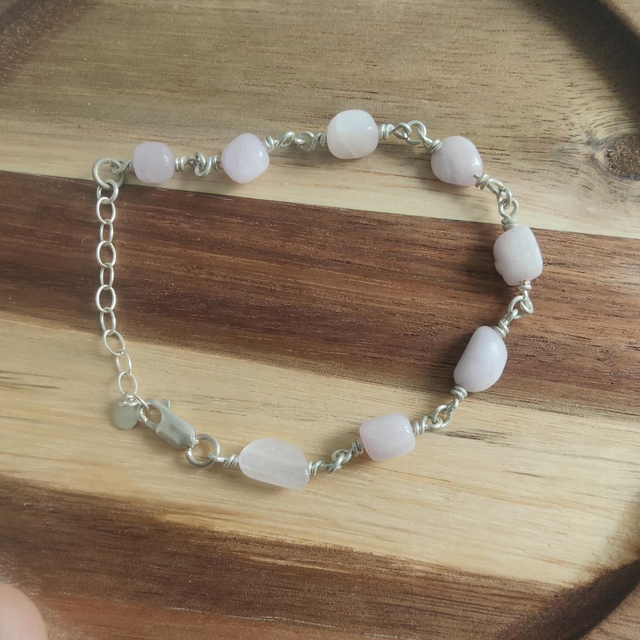 Bracelet Argent 925 et Kunzyte 