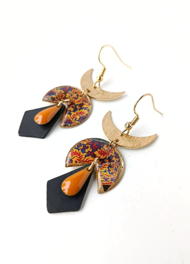 Boucles d'oreilles Upcyclées en Chambre à Air et Papier Recyclés - Bohèmes