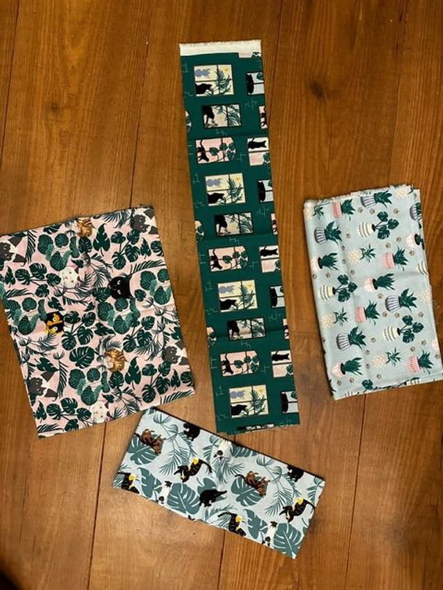 Collection of fabrics in stock to choose from.