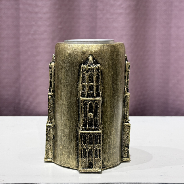 Domtoren waxinelichthouder rond (goud)