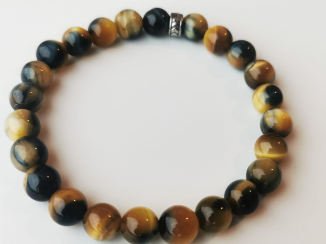 Bracelet Homme OEIL TIGRE jaune et bleu