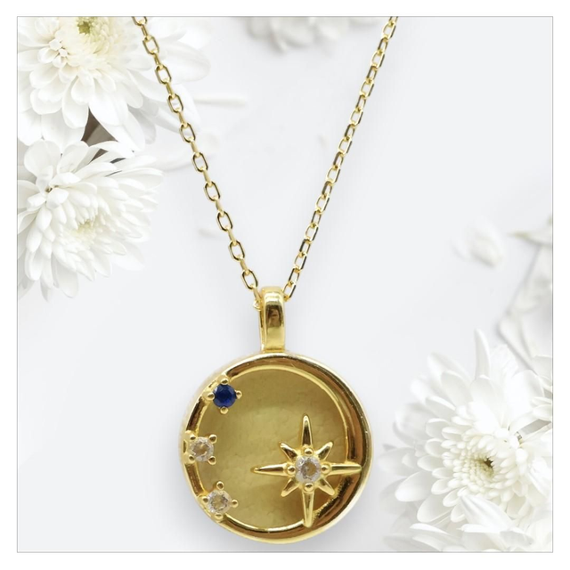 "Citrine" - Collier argent 925 étoiles 