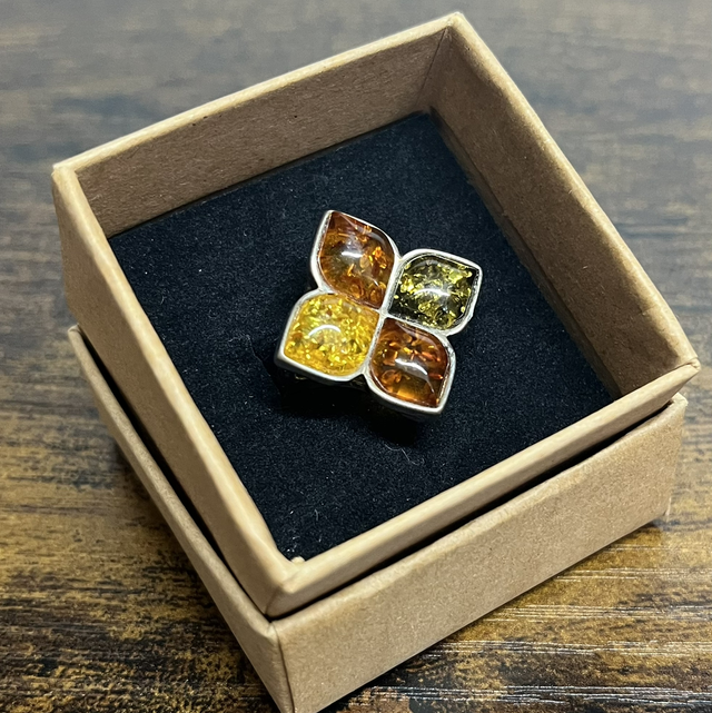 Bague en argent et Ambre - Taille 53