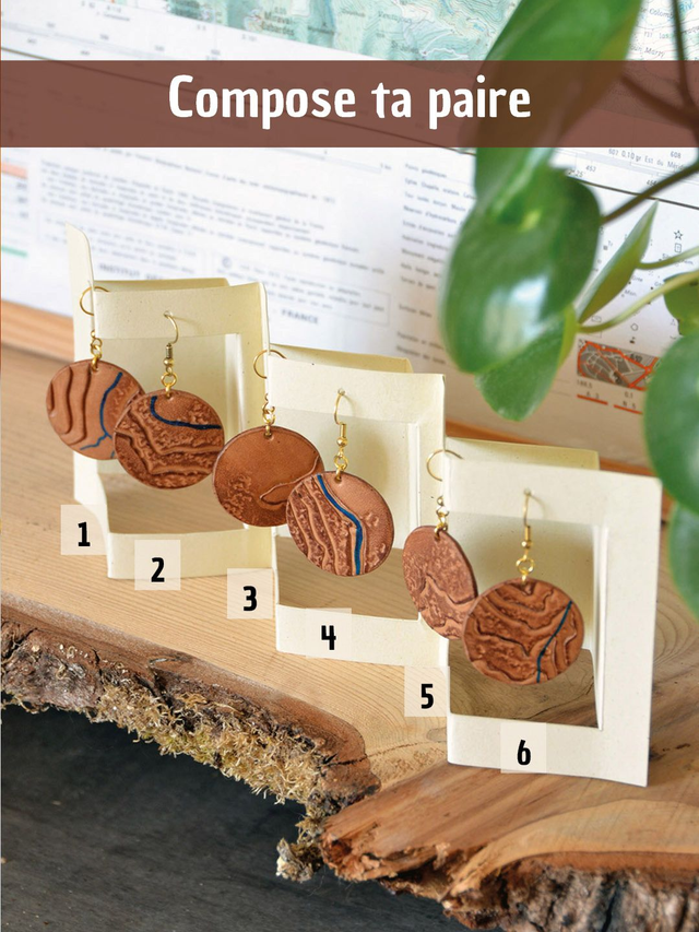 Boucles d'oreilles "Topographie" (à l'unité)