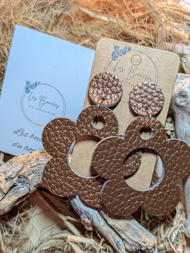 Boucles d'oreilles Sonia marron cuivré sa007