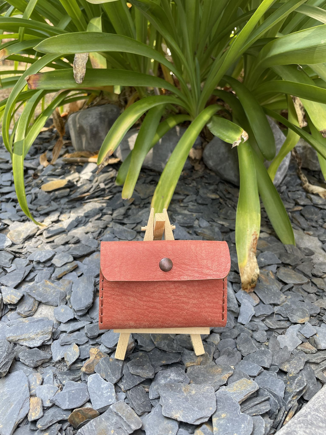 Porte-cartes/porte-monnaie orange vieilli