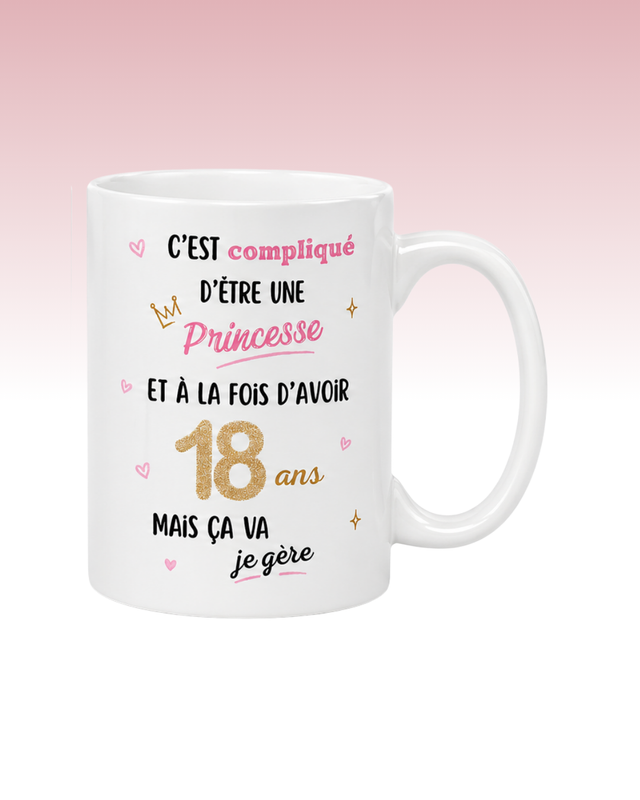 Mug anniversaire 18-29 ans Princesse