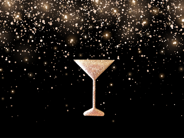 Pin’s  Coupe pétillante – bois & paillettes or