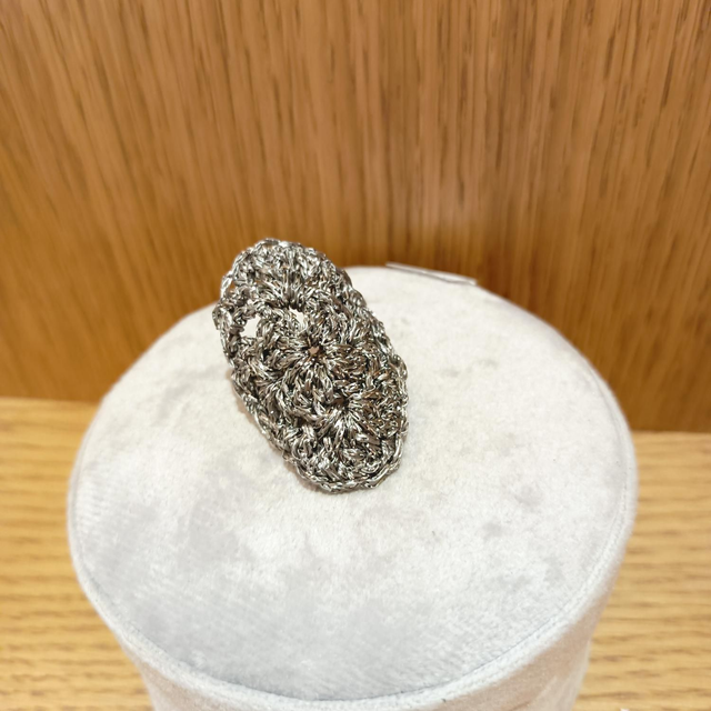Bague coton gris brillant