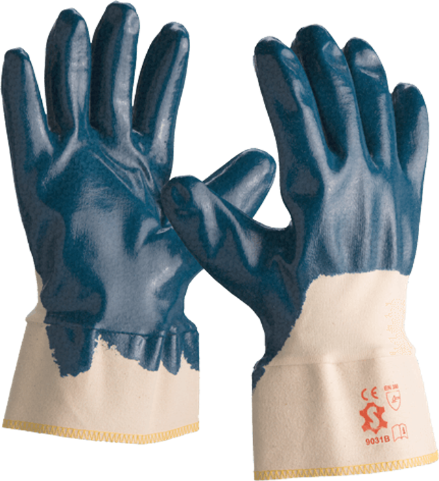 H7/9031NBR, jersey, ventilerende rug, canvas kap, blauw maat 9