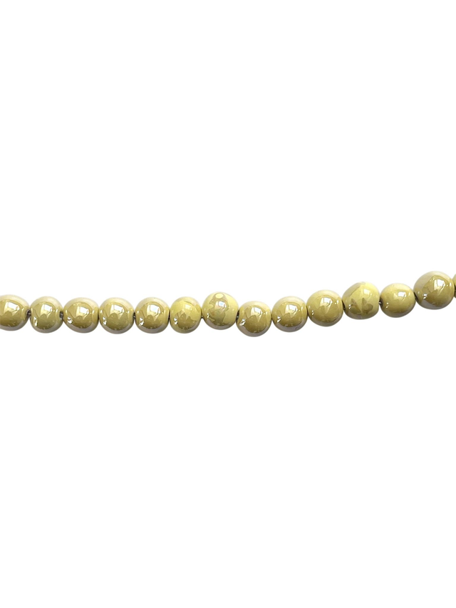 Perles en faïence rose nacrée sur fil, semi-rondes, 0,7- 0,8 mm x 50 pc