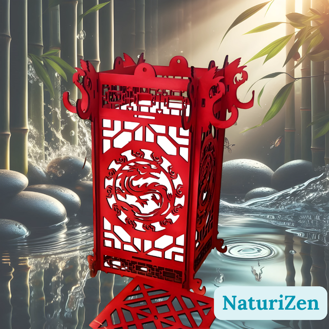 Lanterne Style Chinoise Rouge Dragon