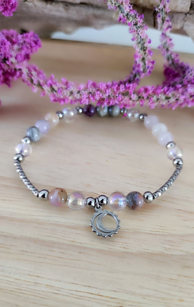 Bracelet "Sérénité et Confiance en soi" en Agate inclusion Améthyste