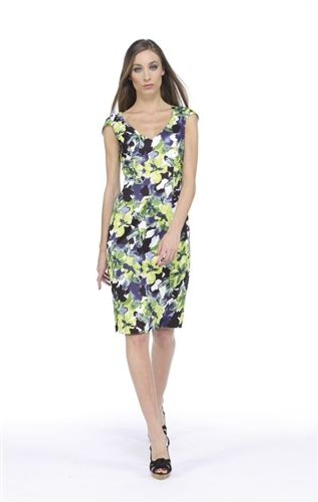 Michaela Louisan monikäyttöinen violetti-vihreä puuvillainen juhlamekko koko 40