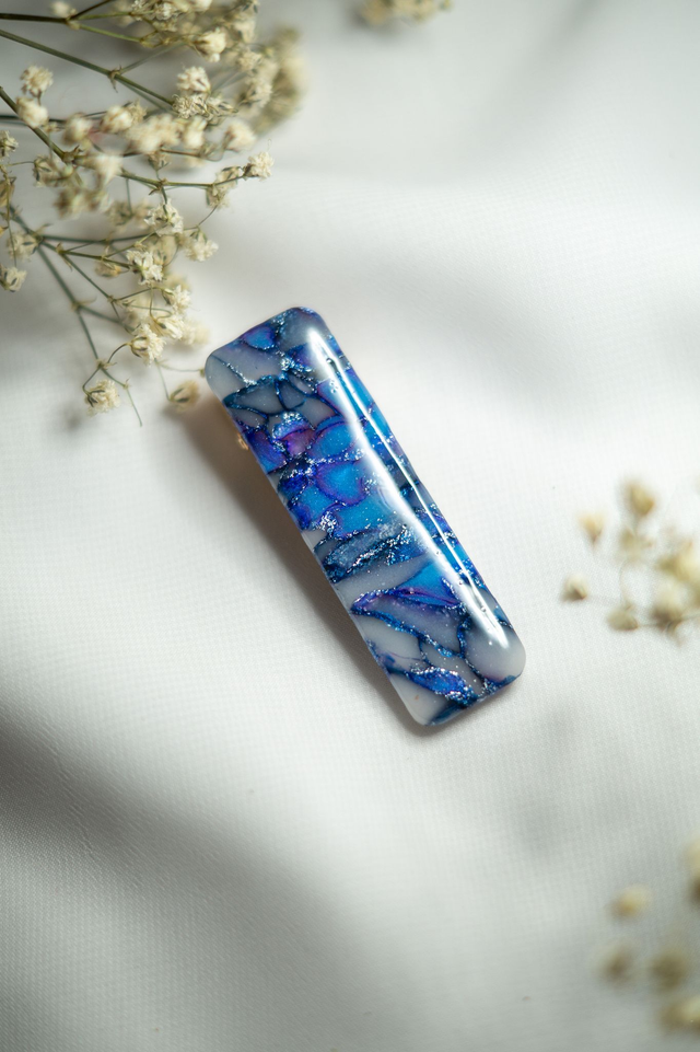 Coloris bleu nuit - Barrette rectangle