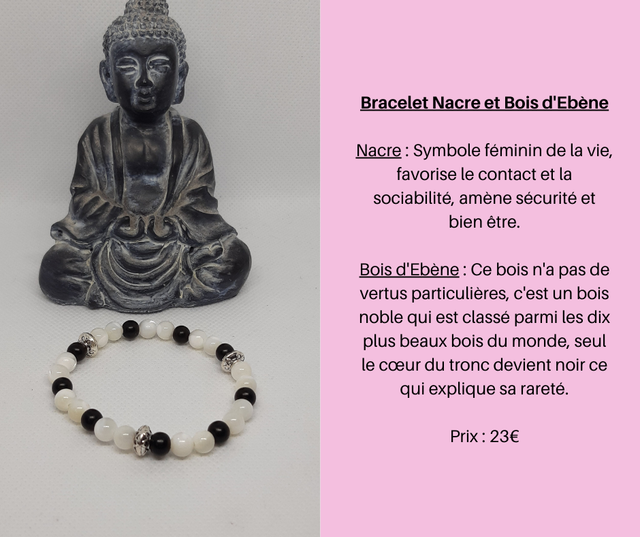32- Bracelet Nacre et Bois d'Ebène