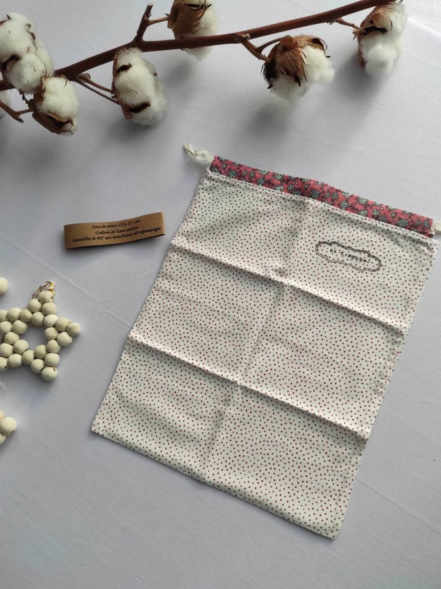 Pochon coton - las assortis pois rouge/liberty 