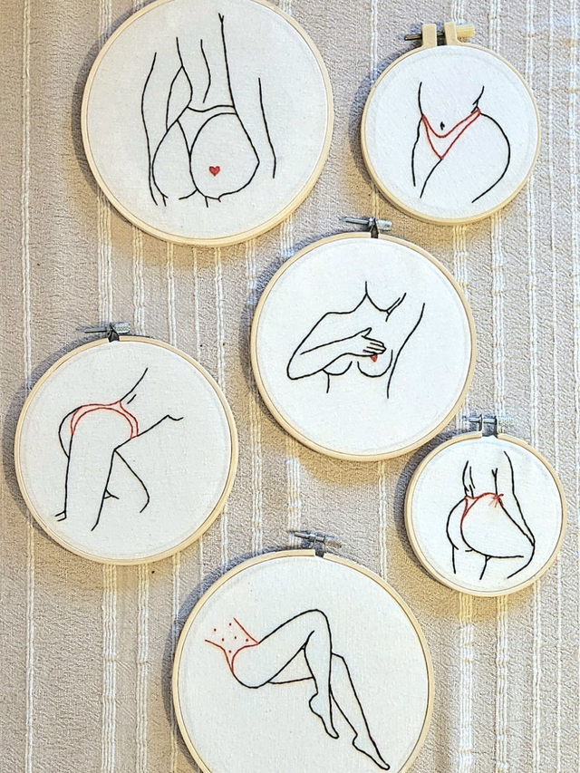 Les Culottées - Composition de 6 cercles brodés