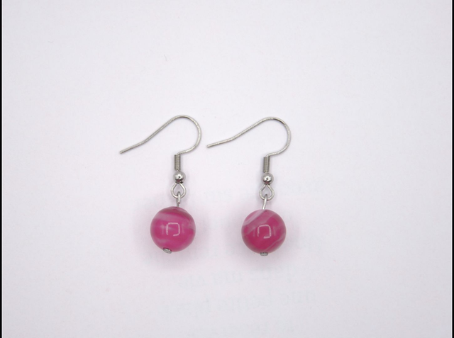 Boucles d'oreilles 1 agate rose
