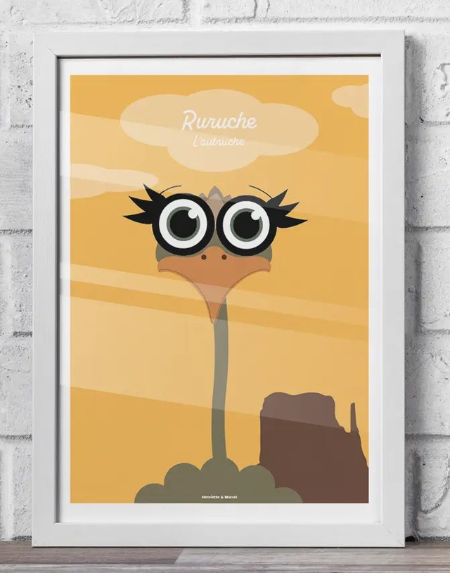 23 - Affiche enfant autruche décor