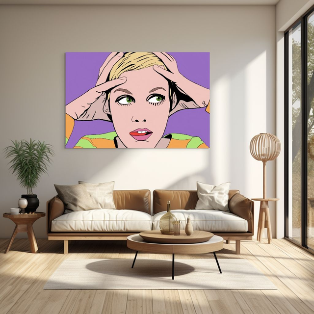 Canvas Wall Art, Supermodel Twiggy, Large Scale Graphical Colourful Artwork, Four Sizes, Part 2 of a Set of 3