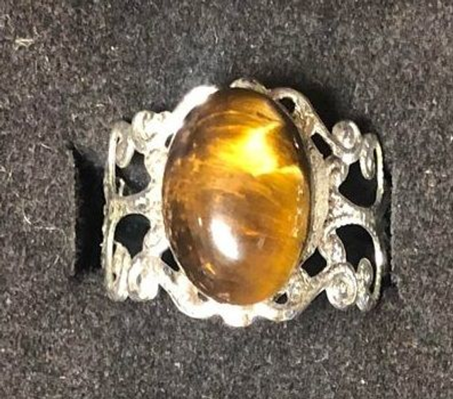 oeil de tigre (bague baroque argentée) 