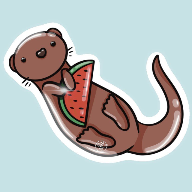 Sticker Loutre à la Pastèque