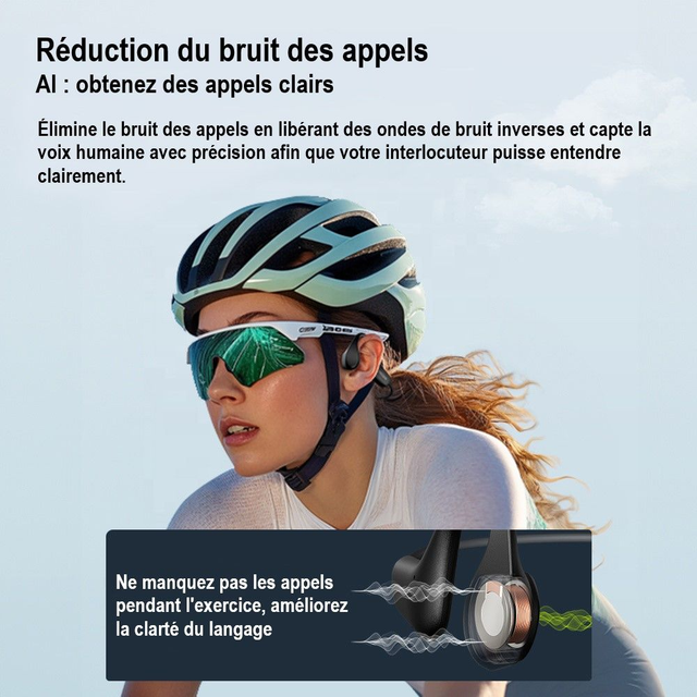 Langsdom IPX8 BE20 Casque Noir à conduction osseuse mémoire de 16 Go