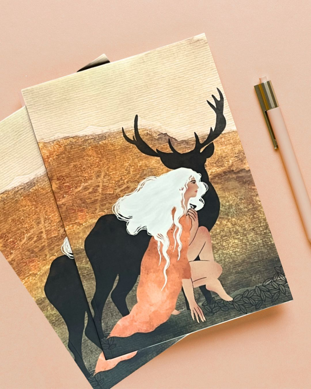 Carnet femme et cerf