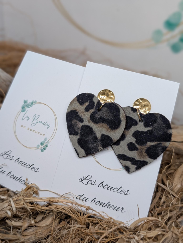 Boucles d'oreilles Coeur ❤️ léopard nc029