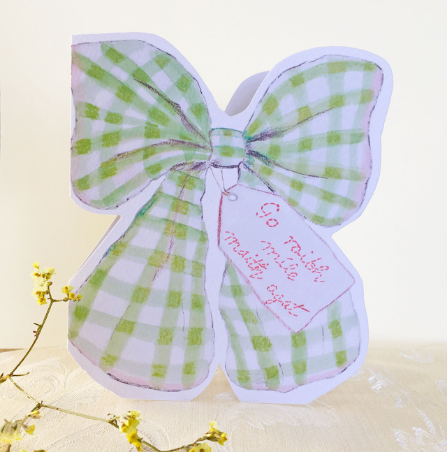 Go raibh míle maith agat card | Cut out Bow card | Thank you card | As gaeilge card