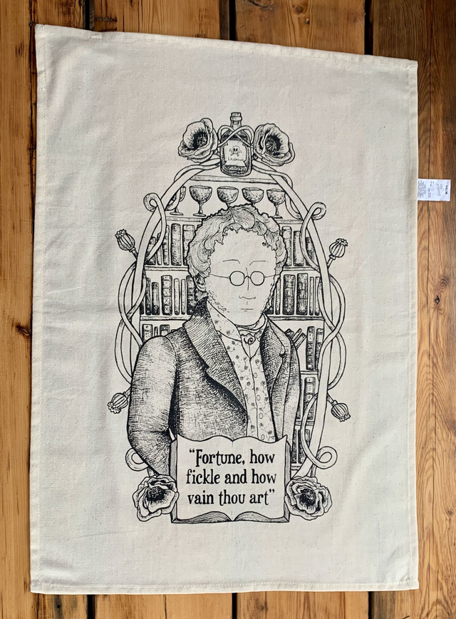 Branwell Brontë tea-towel (natural) - "Fortune, how fickle &amp; how vain tho art"