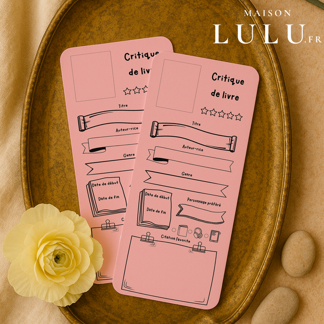 Marque page, Signet critique de livre, 11 couleurs