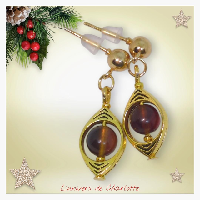 Boucles d'oreilles "Ambre" doré BO-201