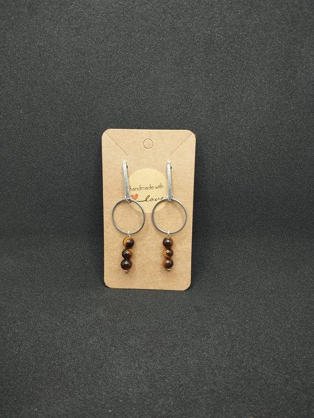 Boucle d'oreille ronde et oeil de tigre