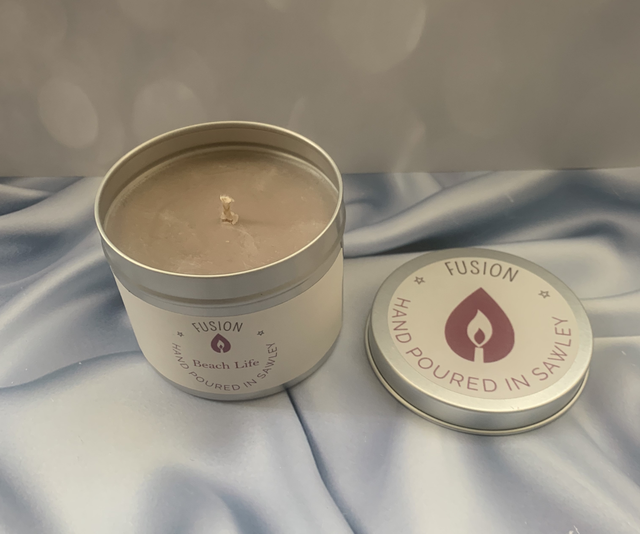 Large candle in a tin - Beach Life