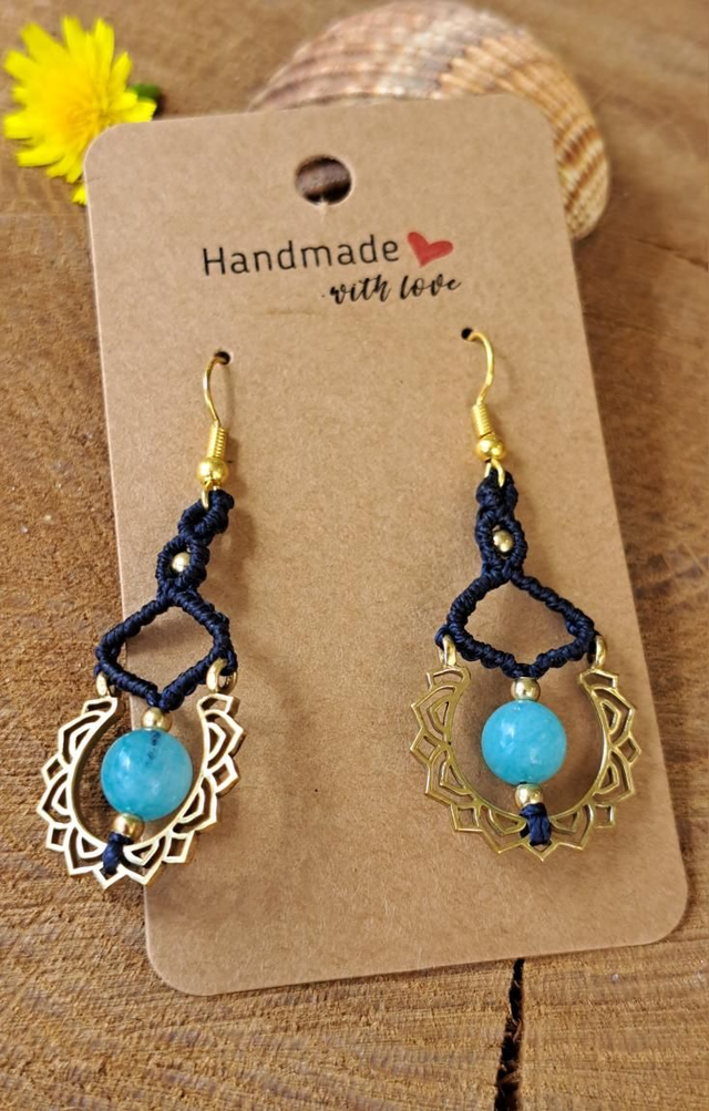 Boucles d'oreilles micro-macramé collection soleil