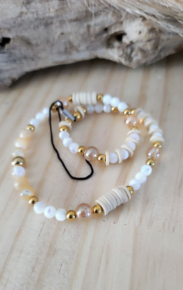 Attache portable Nacre et Aqua aura