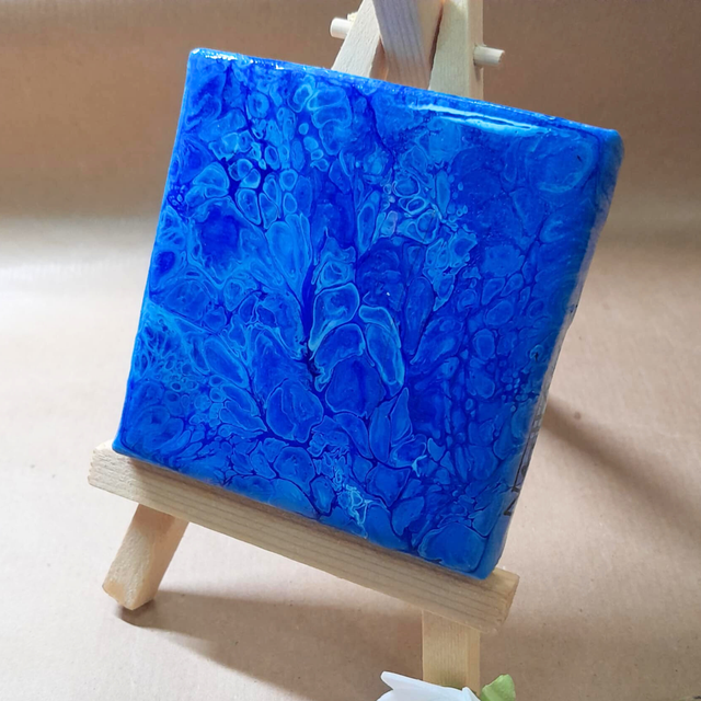 ODE AU LAGON - Mini-tableau - Peinture acrylique &amp; résine UV