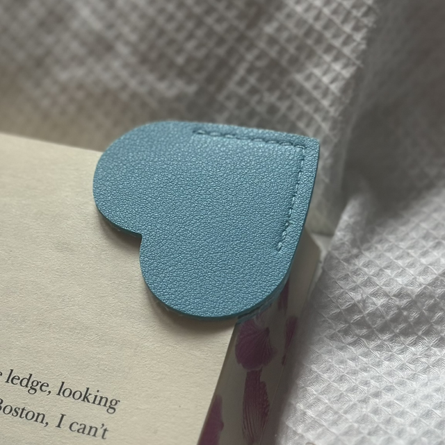 Personalised Leather Heart Bookmark | Blue | Engraved