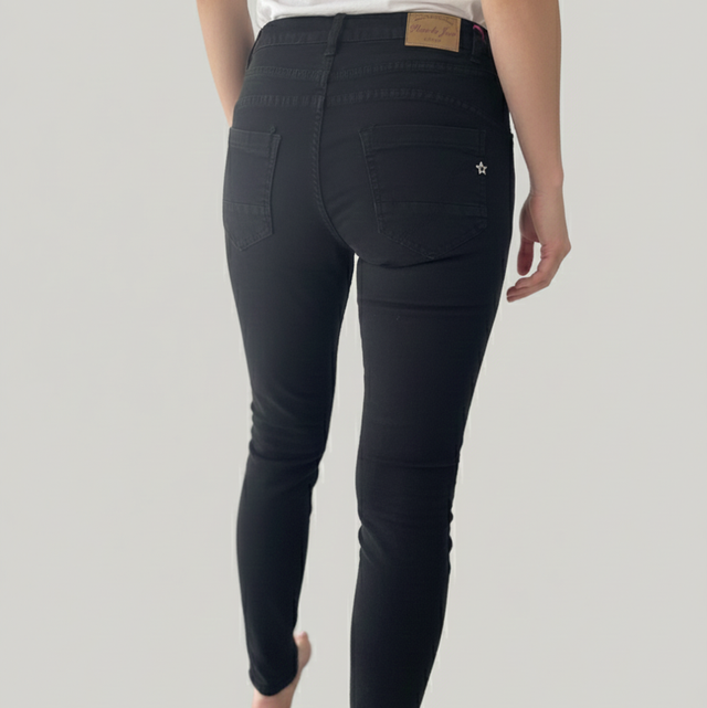 Jean Slim Noir Place du Jour - Taille Haute & 5 Boutons Apparents - Confort Stretch