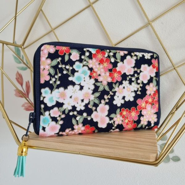 Portefeuille court zippé "Nina" bleu marine