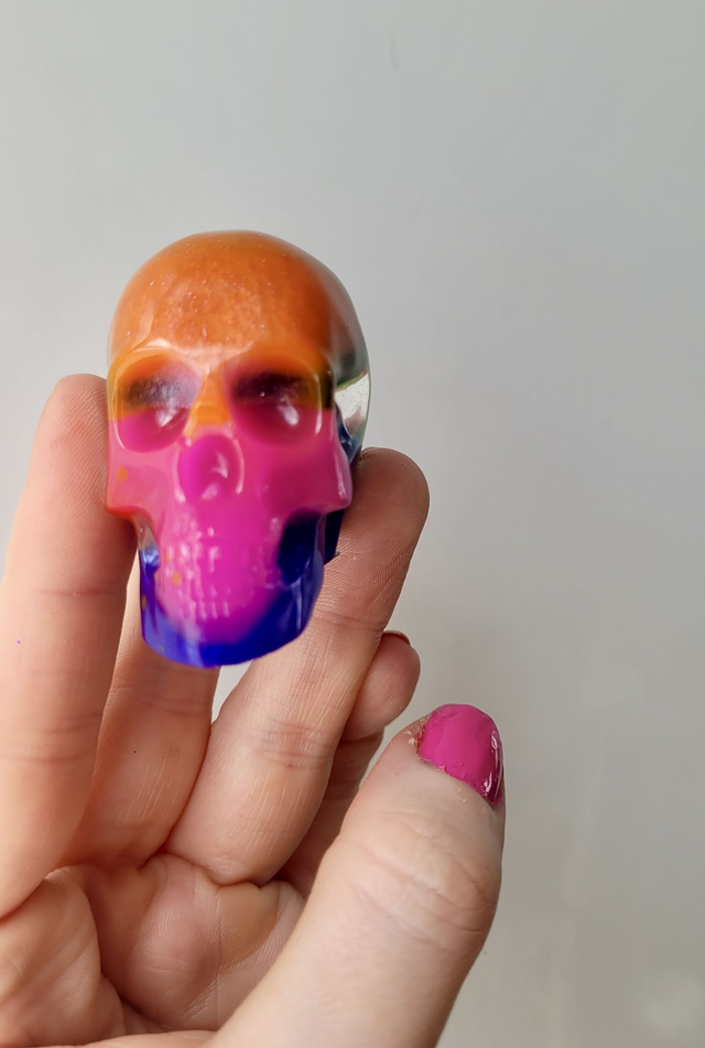 Skull Ornament - Medium - Multicoloured Rainbow Skull